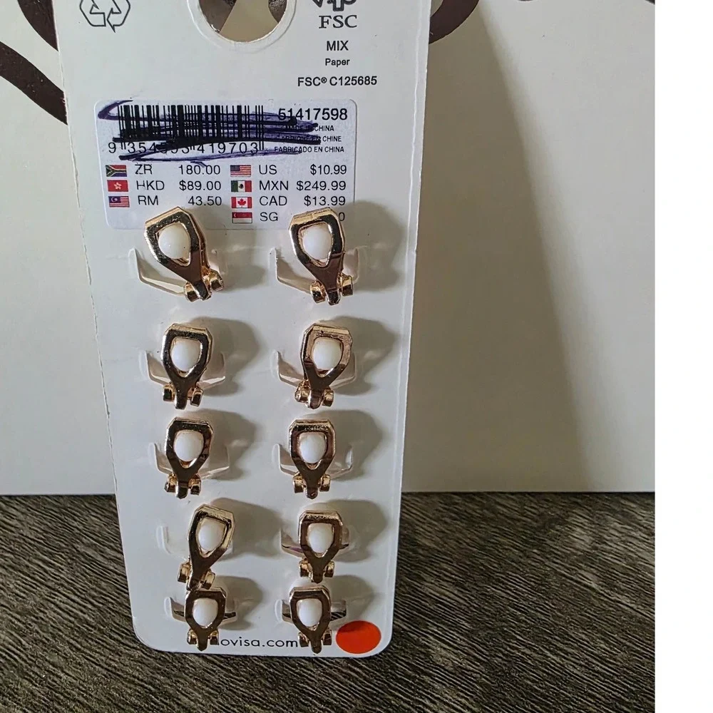 Lovisa Kids Clip On Earring Set 5 Pairs Flowers Smiley Face Pink Pearl Gold Tone